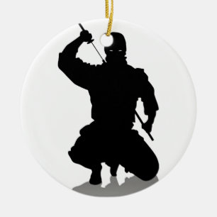 Ornement Rond En Céramique Ninja avec l'épée