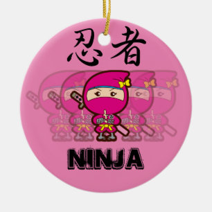 Ornement Rond En Céramique Ninja Girl