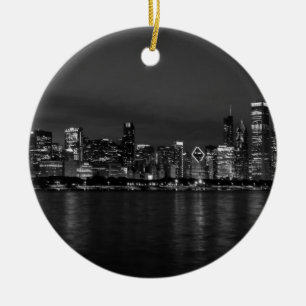 Ornement Rond En Céramique Niveaux de gris de la ville de Chicago