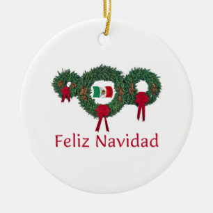 Ornement Rond En Céramique Noël 2 du Mexique