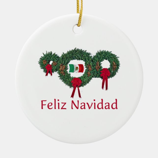 Ornement Rond En Céramique Noël 2 du Mexique (Devant)