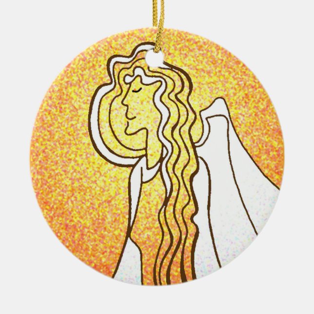 Ornement Rond En Céramique Noël anges saluent Jésus (Devant)