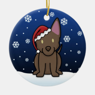 Ornement Rond En Céramique Noël australien de Kelpie de bande dessinée de
