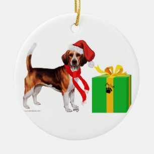 Ornement Rond En Céramique Noël Beagle