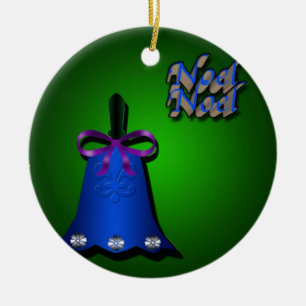 Ornement Rond En Céramique Noël Bell bleu