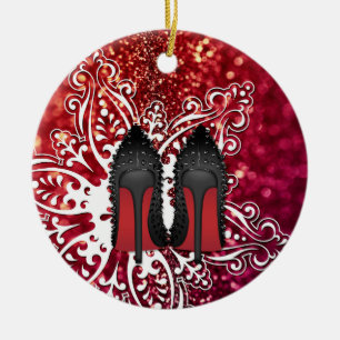 Ornement Rond En Céramique Noël chausse Noël de flocon de neige de mode de
