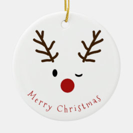 Ornement Rond En Céramique Noël clignotant mignon de photo de renne de Rudolf