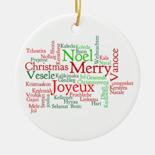 Ornement Rond En Céramique Noël dans beaucoup de langues