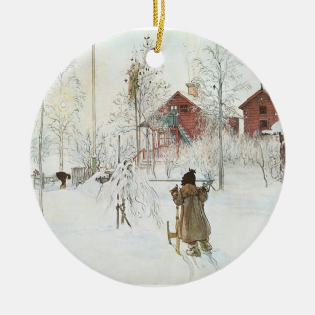 Ornement Rond En Céramique Noël de Carl Larsson en Suède (Devant)