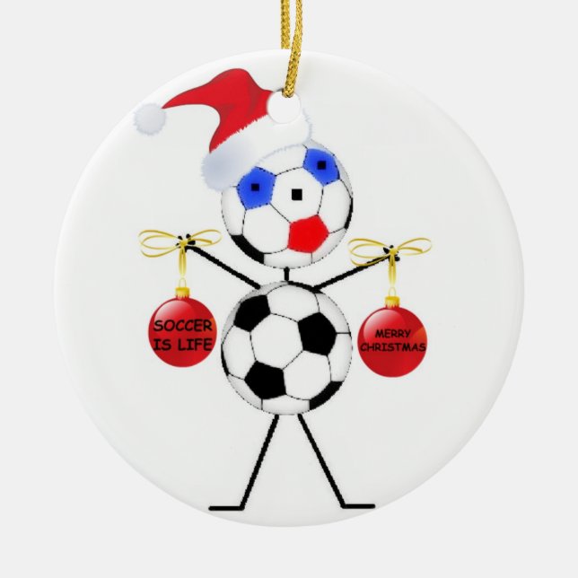 Ornement Rond En Céramique Noël de football (Devant)