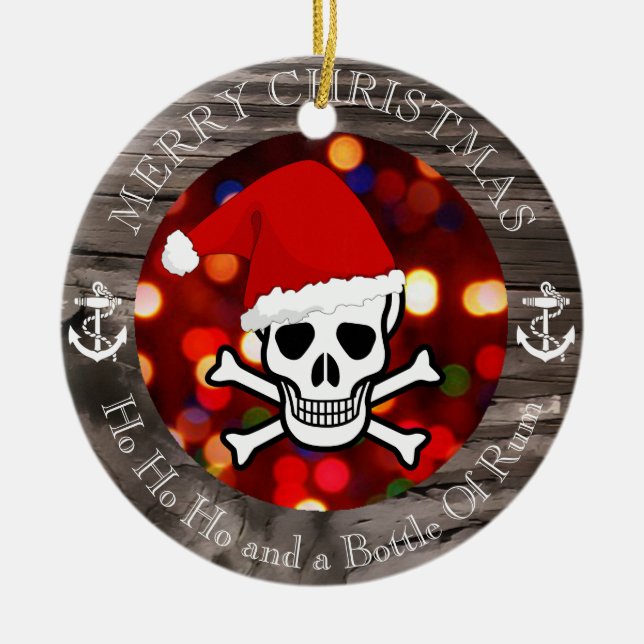 Ornement Rond En Céramique Noël de pirate (Devant)