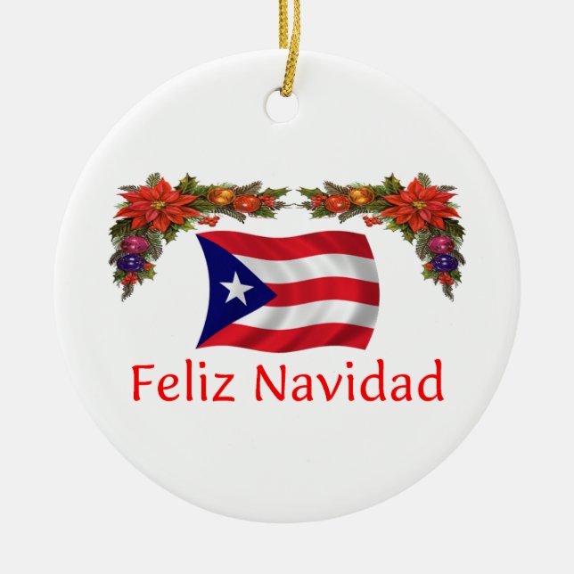 Ornement Rond En Céramique Noël de Porto Rico (Devant)
