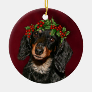 Ornement Rond En Céramique Noël de teckel