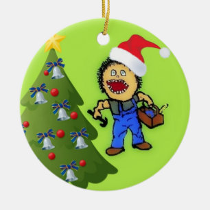 Ornement Rond En Céramique Noël du charpentier