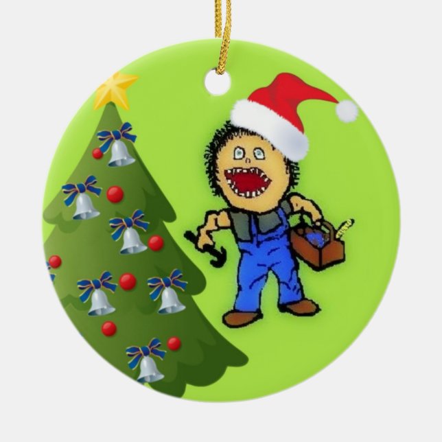 Ornement Rond En Céramique Noël du charpentier (Devant)