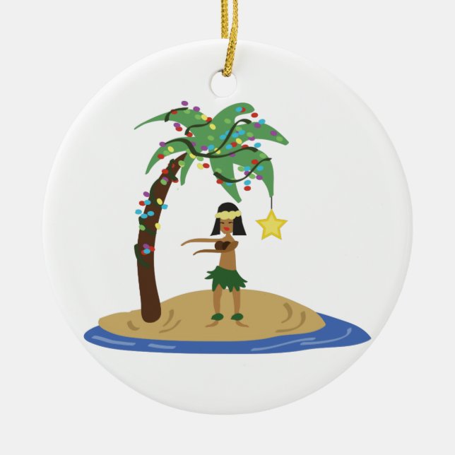 Ornement Rond En Céramique Noël en Hawaï (Devant)