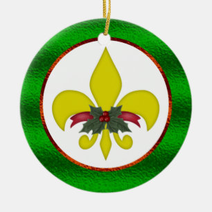 Ornement Rond En Céramique Noël Fleur-De-Lis