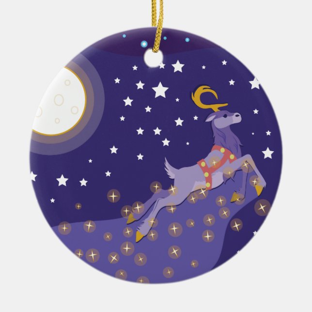 Ornement Rond En Céramique Noël magique (Devant)