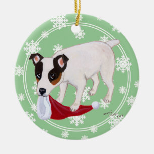 Ornement Rond En Céramique Noël personnalisé Jack Russell Terrier