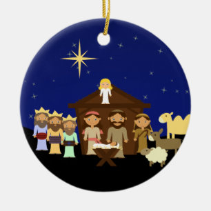 Ornement Rond En Céramique Noël personnalisé par nativité adorable