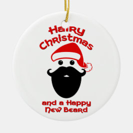 Ornement Rond En Céramique Noël velu, nouvelle barbe heureuse