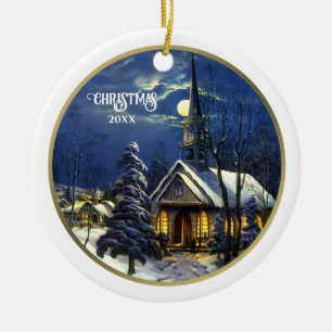 Ornement Rond En Céramique Noël vintage