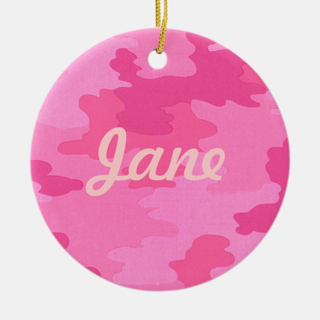 Ornement Rond En Céramique Nom du camouflage rose vif (Devant)