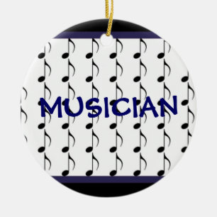 Ornement Rond En Céramique Notes de musique noir et marine - Musicien
