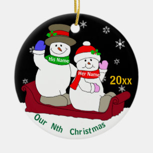 Ornement Rond En Céramique Notre nième Noël