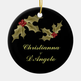 Ornement Rond En Céramique "Notre premiers Noël/mari et épouse "