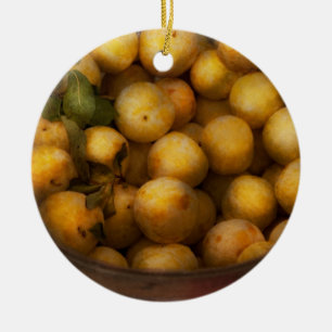 Ornement Rond En Céramique Nourriture - Pommes - Pommes dorées