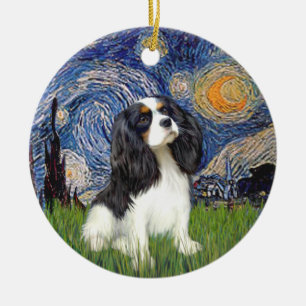 Ornement Rond En Céramique Nuit étoilée - Cavalier (tri-couleur)
