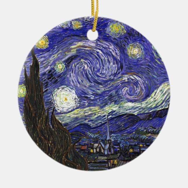 Ornement Rond En Céramique Nuit Van Gogh Starry (Devant)