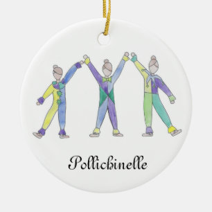 Ornement Rond En Céramique Nutcracker Pollichinelle Keepsaké Orament