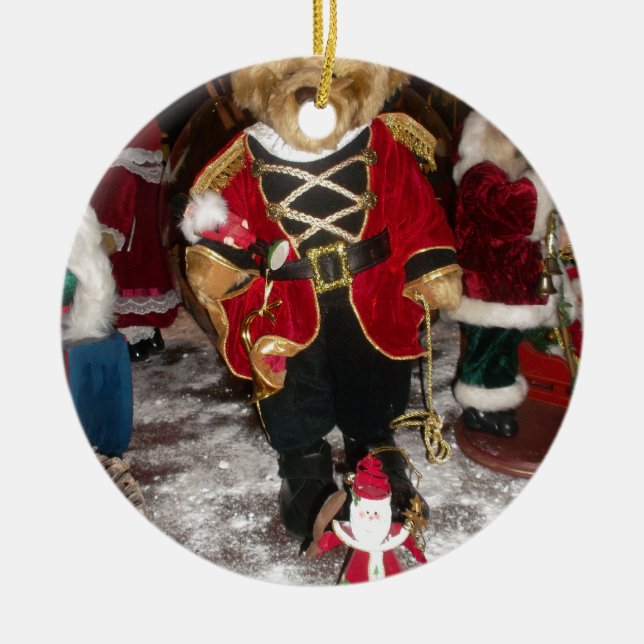 Ornement Rond En Céramique Nutcracker Teddy Bear Collection de Noël (Devant)