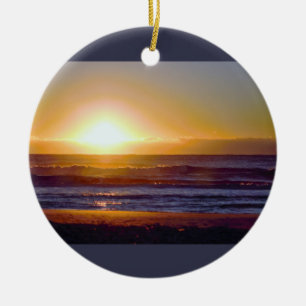 Ornement Rond En Céramique Ocean Sunrise Photo