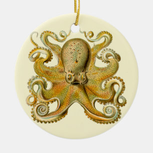 Ornement Rond En Céramique Octopus illustration antique monstre marin