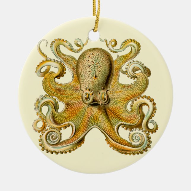 Ornement Rond En Céramique Octopus illustration antique monstre marin (Devant)