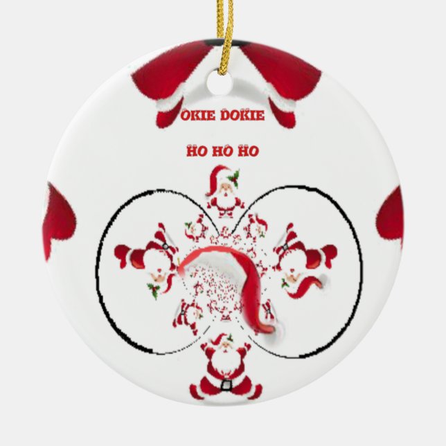 Ornement Rond En Céramique Oki Dokie Père Noël ! (Devant)