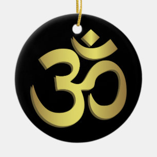 Ornement Rond En Céramique Om ( Aum ) Namaste yoga symbole
