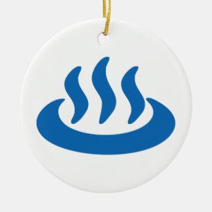 Ornement Rond En Céramique Onsen ♨ Hot Spring 温 泉 Japonais