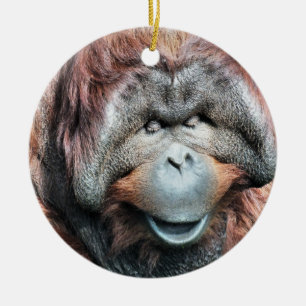 ORNEMENT ROND EN CÉRAMIQUE ORANGUTANS