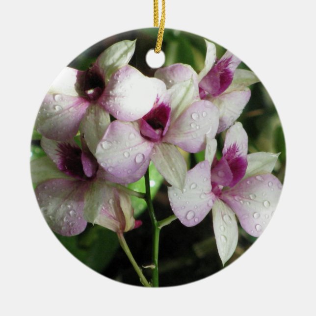 Ornement Rond En Céramique Orchidée (Devant)
