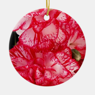 Ornement Rond En Céramique ORNAMENT ROND Oeillets rouge et blanc