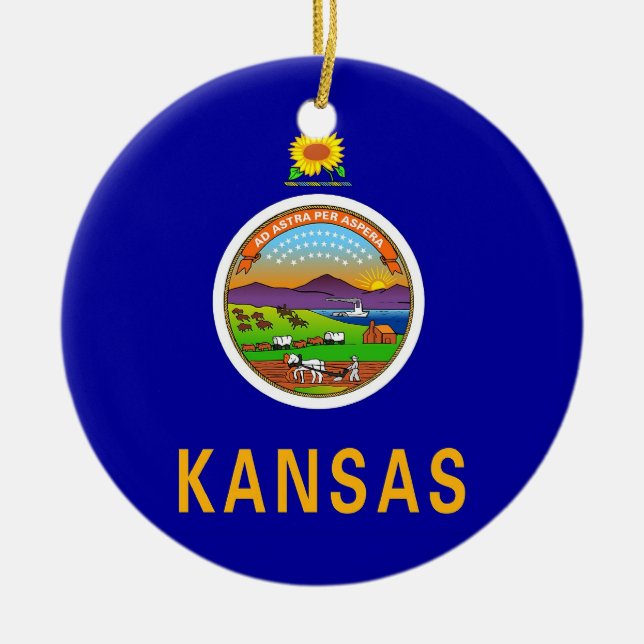 Ornement Rond En Céramique Ornament with flag of Kansas (Devant)