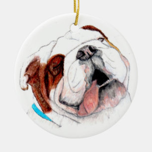 Ornement Rond En Céramique Ornement, dessin de bouledogue