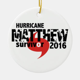 Ornement Rond En Céramique Ouragan Matthew survivant en octobre 2016