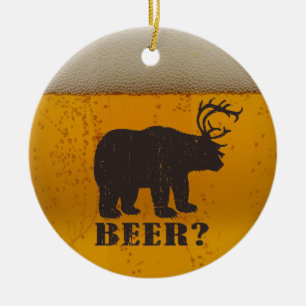 Ornement Rond En Céramique Ours, cerfs communs ou bière ?
