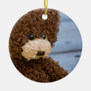 Ornement Rond En Céramique Ours de nounours Brown bouclé