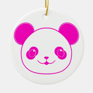 Ornement Rond En Céramique Ours rose Kawaii Panda